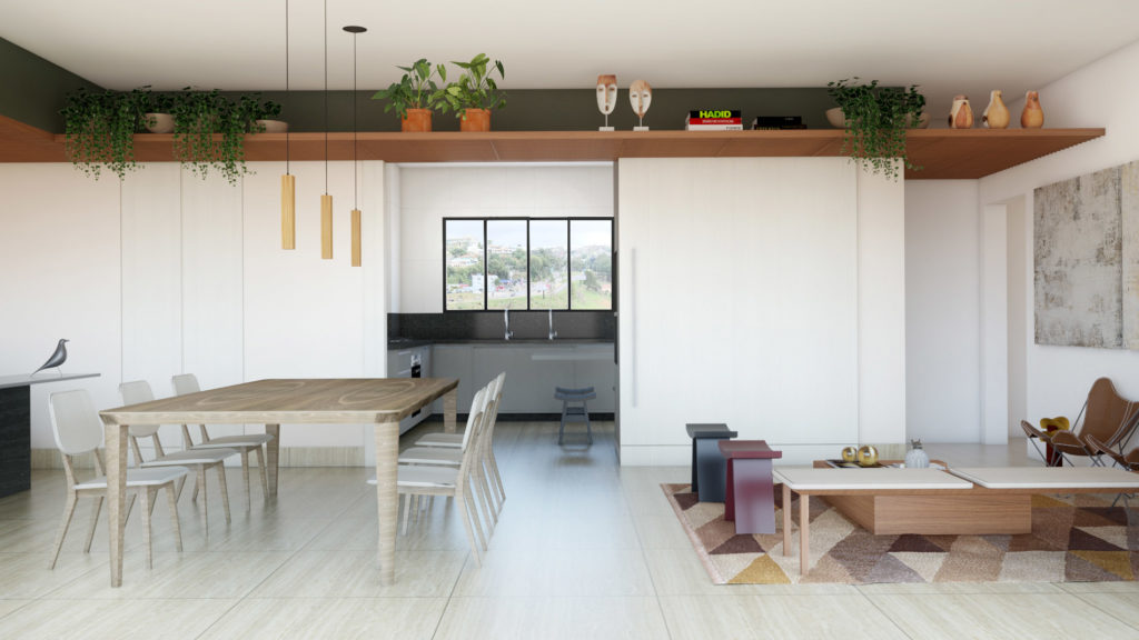 Vista Cozinha Integrada no Apartamento BG - Projeto Flat27