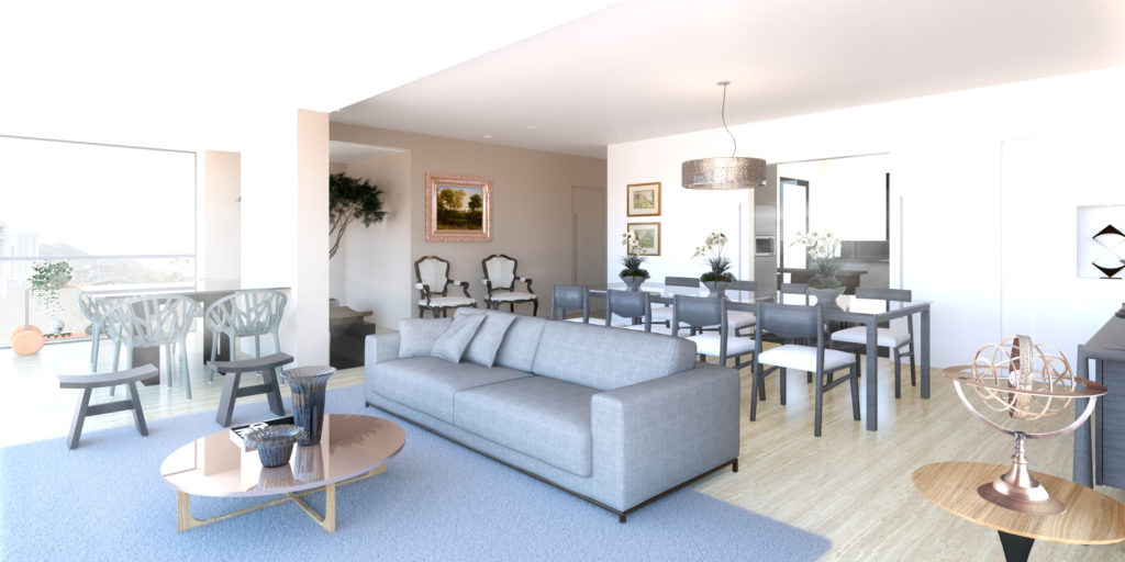 Imagem da sala de estar do apartamento EZ - projeto flat27